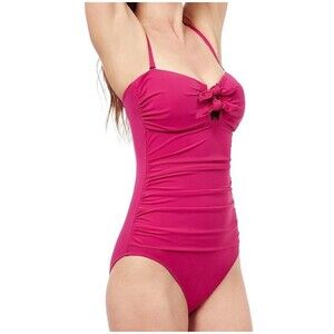 NEW Gottex Womens Size 6 Bandeau One Piece Cherry Pink Swimsuit Removable Straps